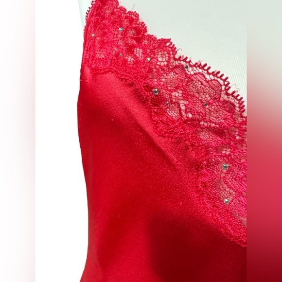 Victoria’s Secret Red Satin Rhinestoned Lace Chemise with Matching Robe M Medium - Picture 7 of 16